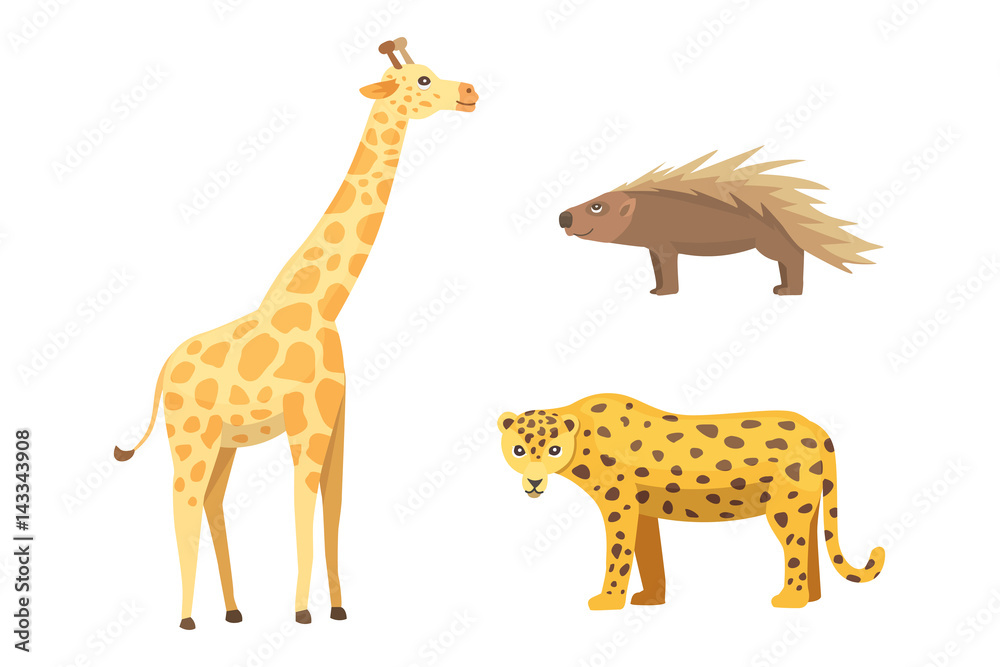 African animals cartoon vector set. African animals cartoon vector set.