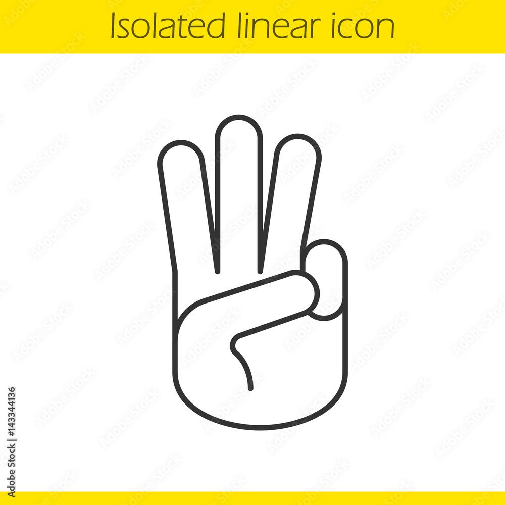 Three fingers salute linear icon Three fingers salute linear icon