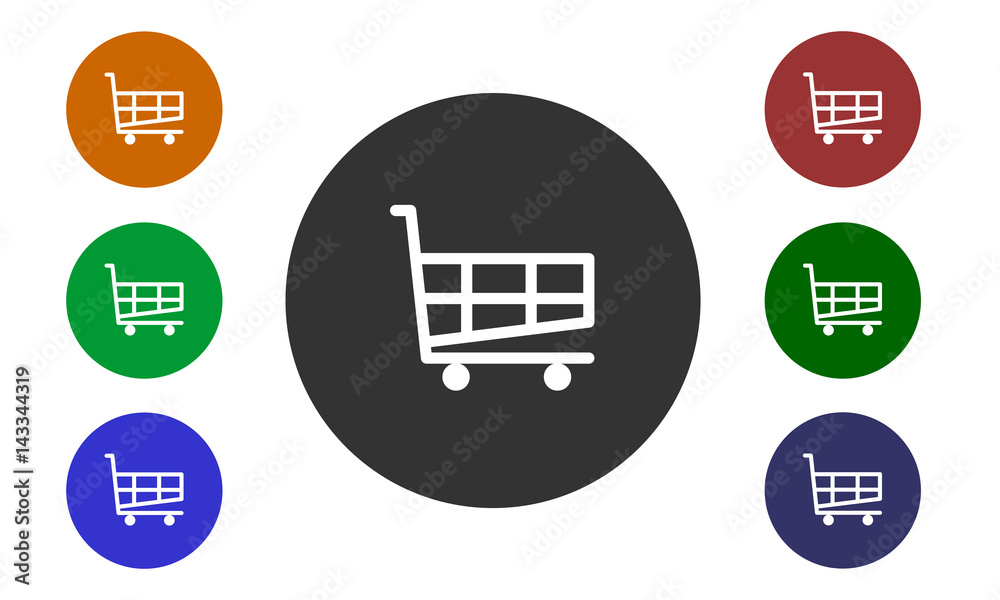 Set of colorful circular icons buy on the website and in e-shop buttons and images shopping cart isolated on white background - vector Set of colorful circular icons buy on the website and in e-shop buttons and images shopping cart isolated on white background - vector