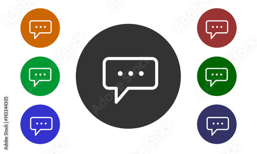 Set of colorful circular icons, comments on websites and forums and in e-shop with a button and a picture bubbles isolated on white background - vector