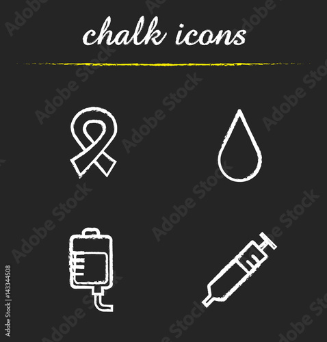 Blood donation chalk icons set