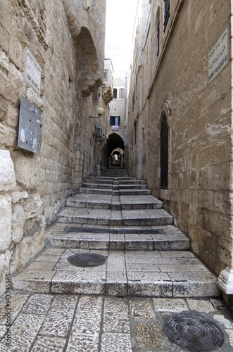 Fototapeta Naklejka Na Ścianę i Meble -  Calle del Barrio Judío de Jerusalén en Shabat