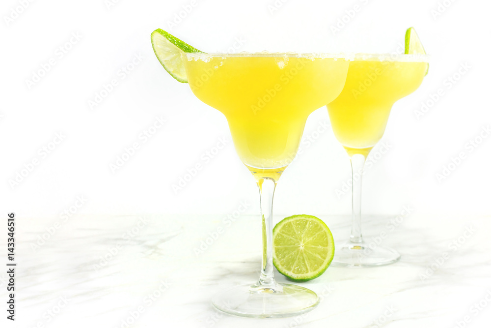 Lemon Margarita cocktails a place for text