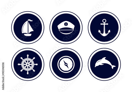 Maritime emblem icon. Vector.