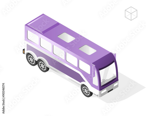 Isometric High Quality City Element with 45 Degrees Shadows on White Background . Bus