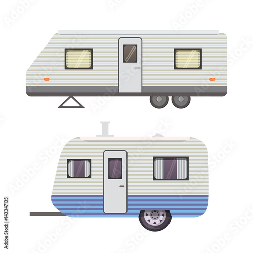 Retro camper trailer collection. car trailers caravan. tourism.