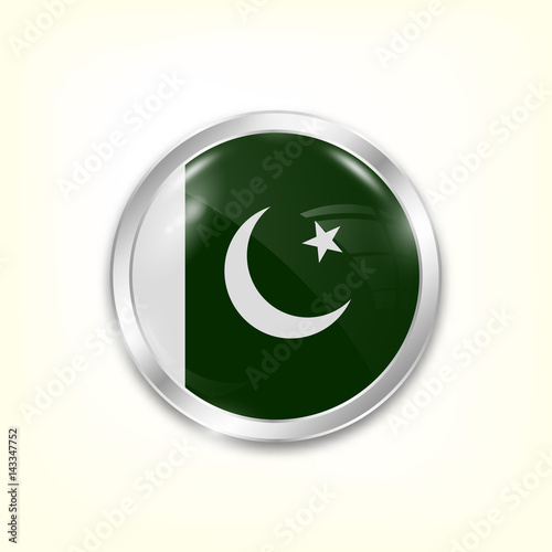 Round button national flag of Pakistan with the reflection of light and shadow. Icon country. Realistic vector illustration. Free Download Round button national flag of Pakistan with the reflection of light and shadow. Icon country. Realistic vector illustration. - GFXLoad