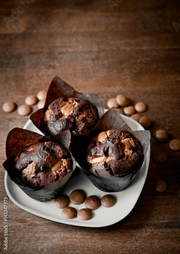 Coffee with chocolate muffins