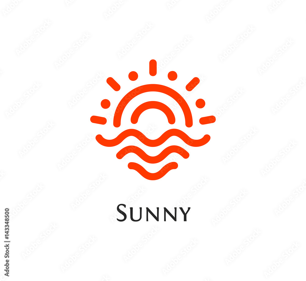 Isolated abstract round shape orange color logo, sun and waves logotype vector illustration