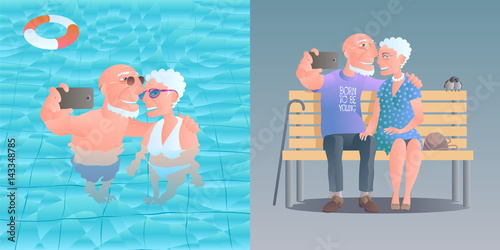 Old people vector illustration