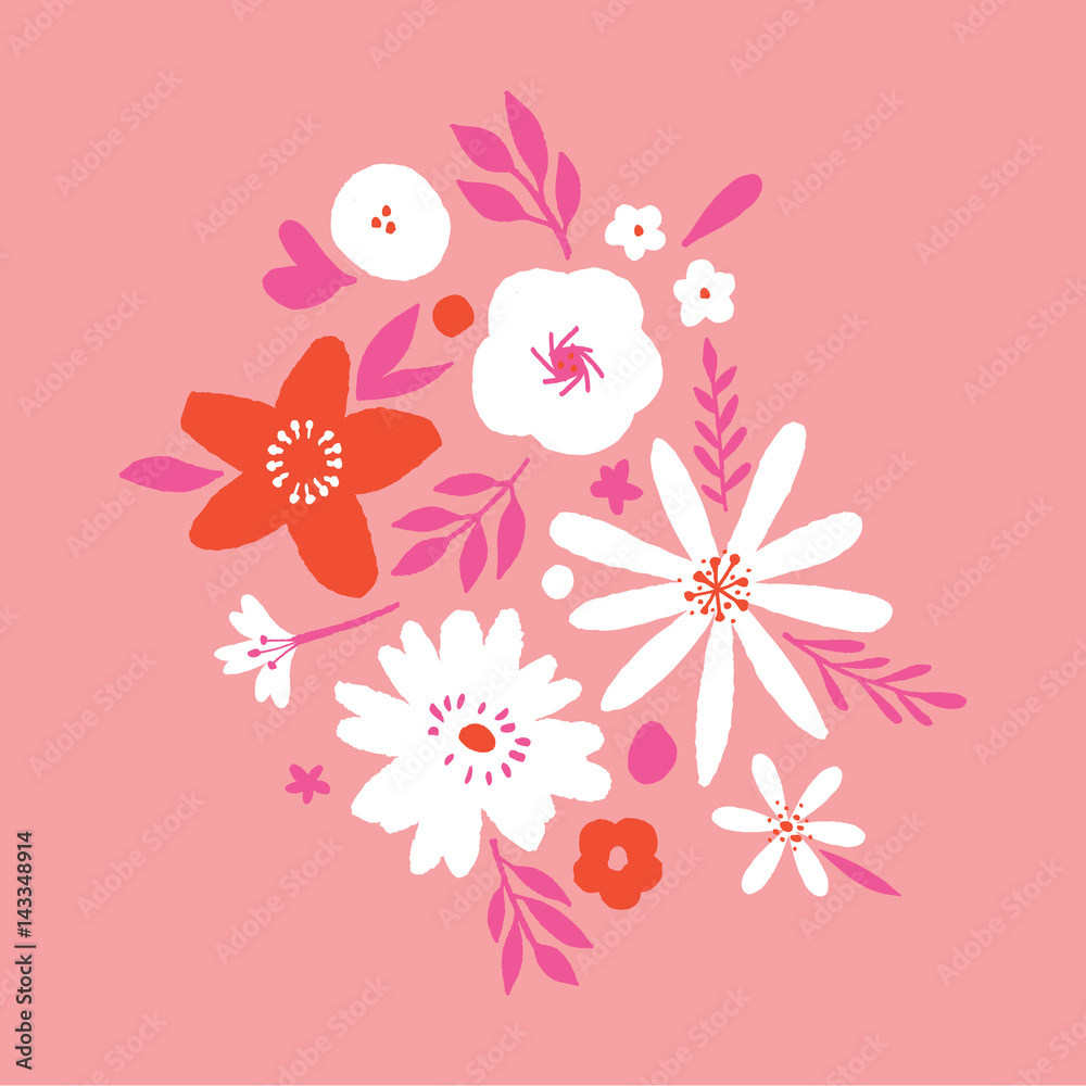 Fototapeta premium Hand drawn flower pattern modern