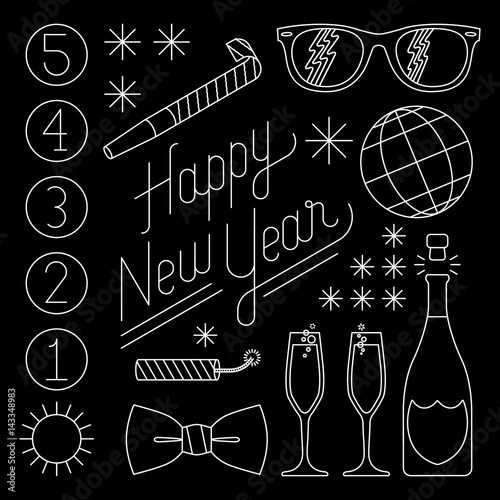 New Years Eve Party icons celebration