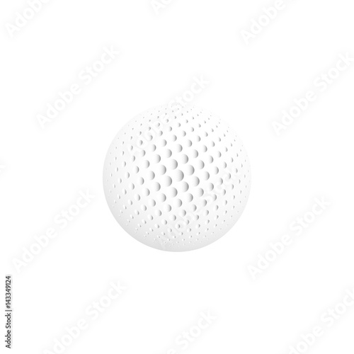 Isolated abstract white color round shape logo, sphere logotype, realistic golf ball on white background