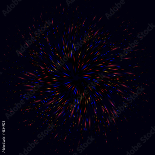 Space vortex curls shine light with red, blue color and yellow spiral shape 