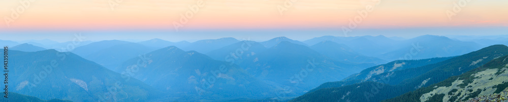 Summer sunrise Carpathian mountain.