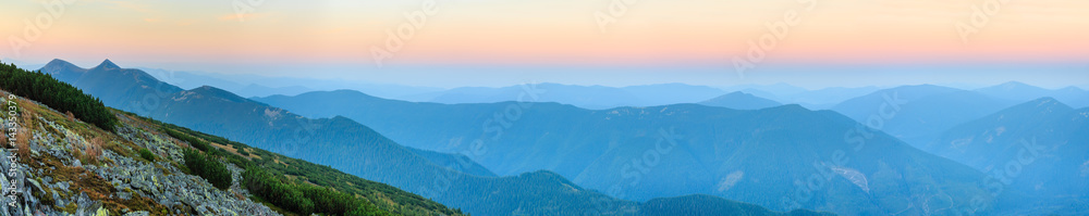 Fototapeta premium Summer sunrise Carpathian mountain.