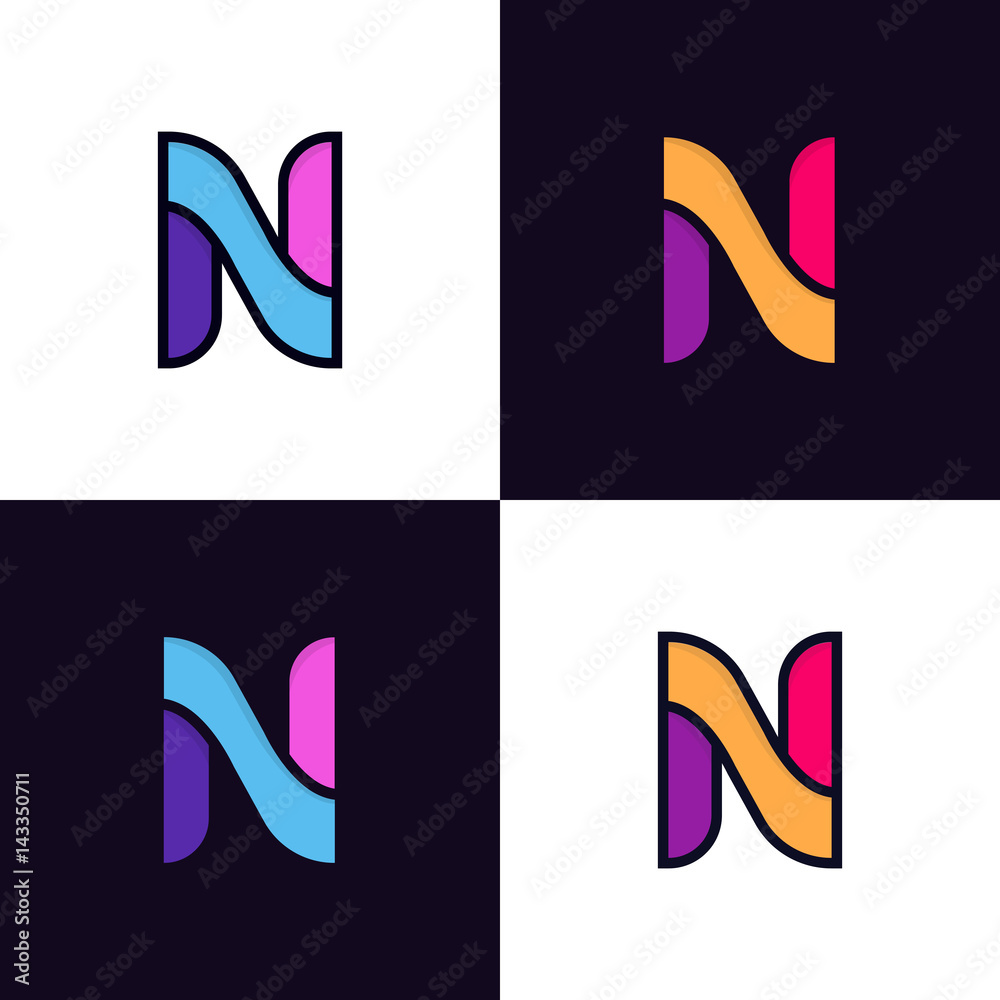 Obraz premium Clean colorful letter N logo icon sign flat design.