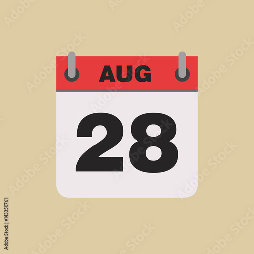 calendar flipping date time day month August simple flat vector illustration application app logo icon