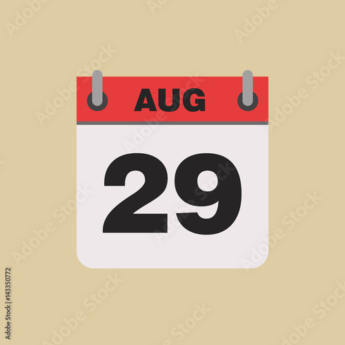 calendar flipping date time day month August simple flat vector illustration application app logo icon
