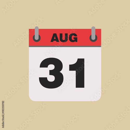 calendar flipping date time day month August simple flat vector illustration application app logo icon