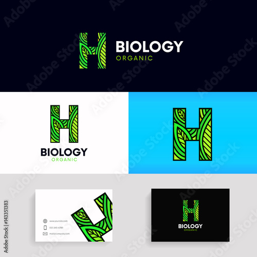 Abstract mosaic letter H logo ornament. Company symbol for natural organic product.