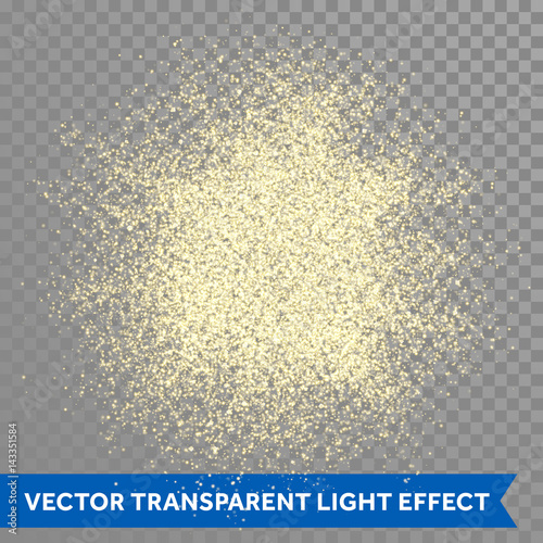 Gold glitter powder shining sparkles on vector transparent background