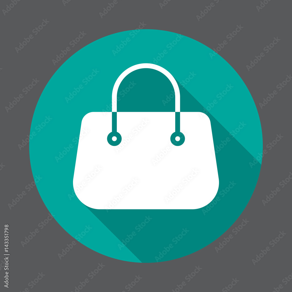 Purse handbag flat icon. Round colorful button, circular vector sign with long shadow effect. Flat style design Purse handbag flat icon. Round colorful button, circular vector sign with long shadow effect. Flat style design