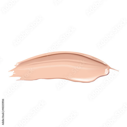 Cosmetic liquid foundation cream smudge smear strokes. Make up smear isolated on white background.