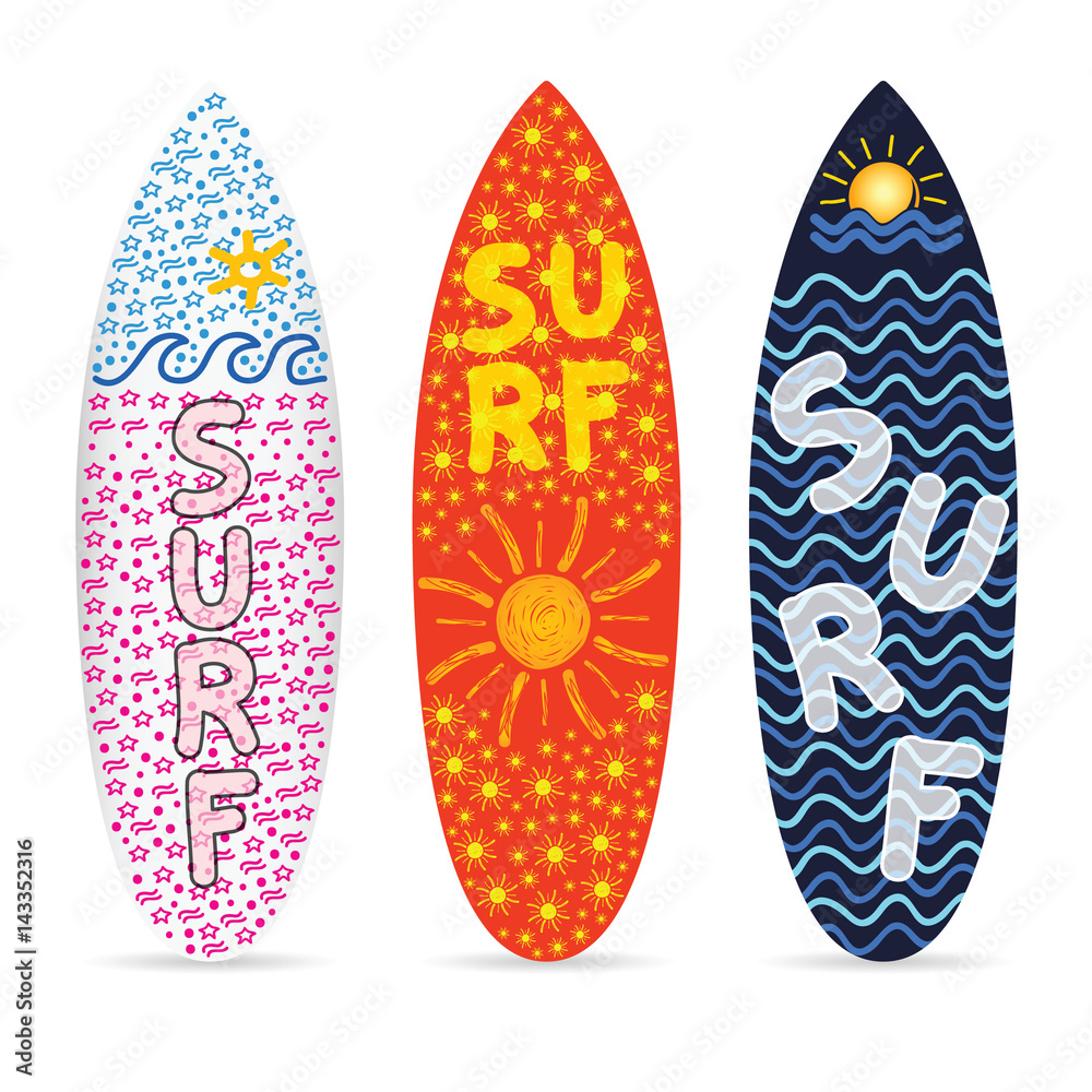 surfboard set with symbol of surf design on it illustration surfboard set with symbol of surf design on it illustration