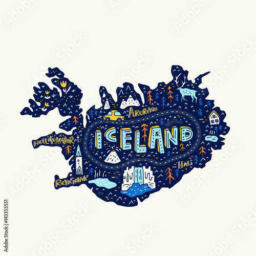 Iceland Map Illustration