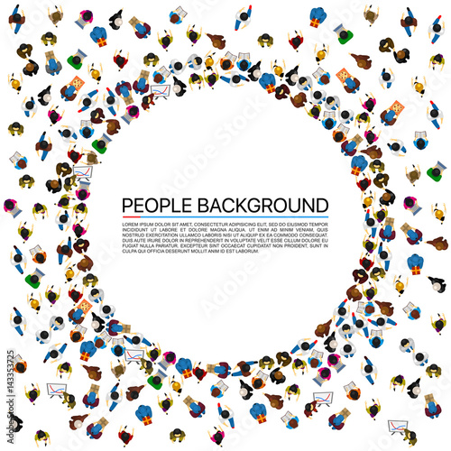 Large group of people in the shape of circle. Vector illustration