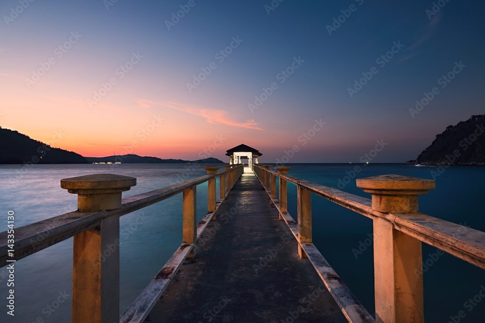 Pier during amazing sunset