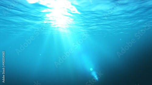 Tranquil blue underwater scene with copy space