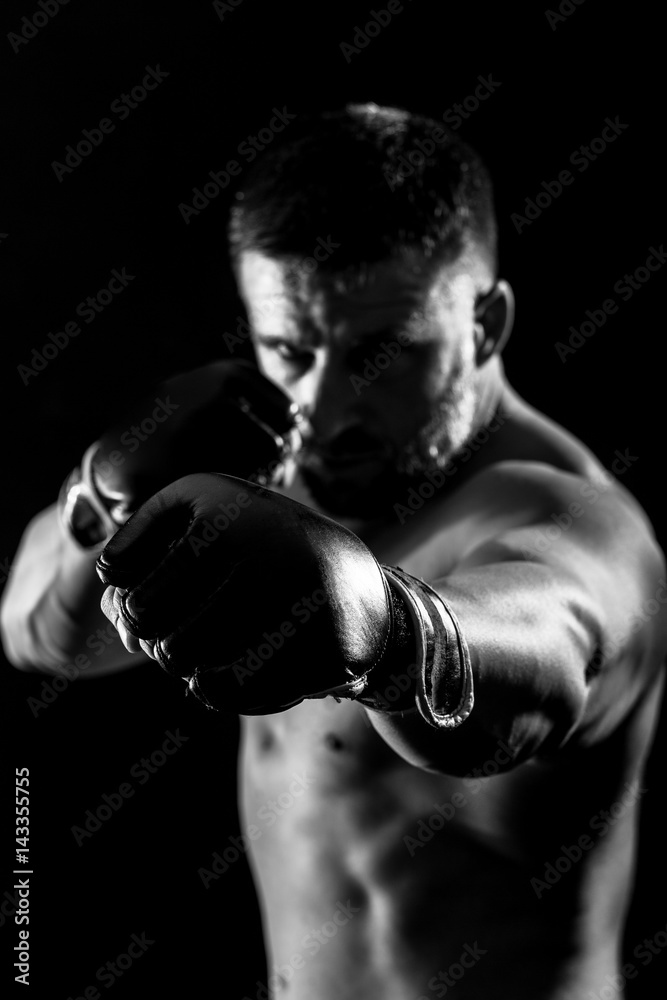 Studio shot of male boxer.