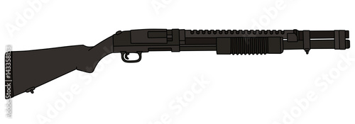 Black police pump shotgun