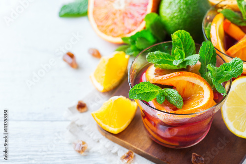 Citrus fruit summer fresh lemonade, infused water detox drink cocktail