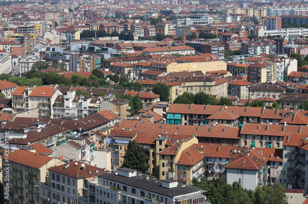 aerial view of a European metropolis with roofs