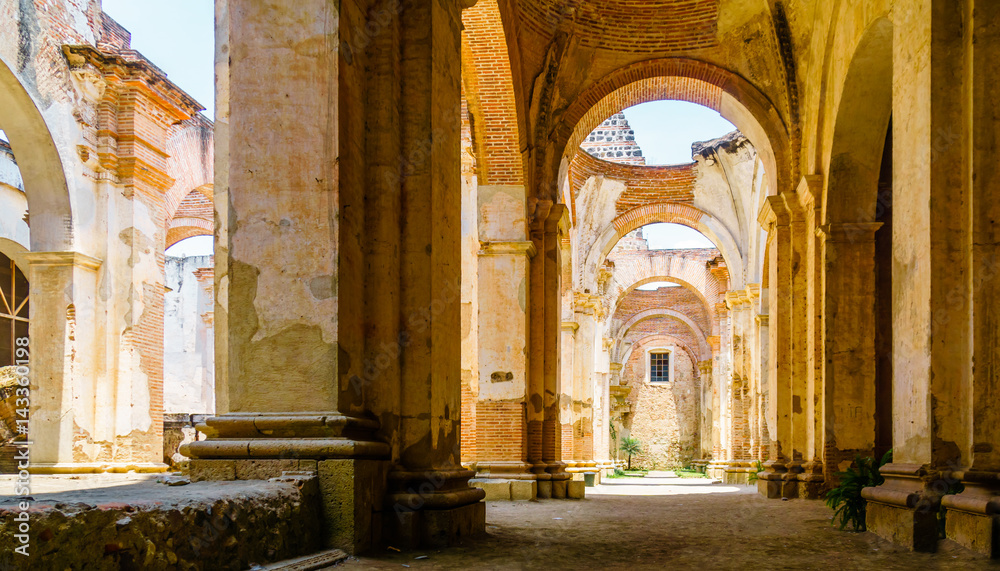 View of ruin of colonial church in Antigua - Guatemala