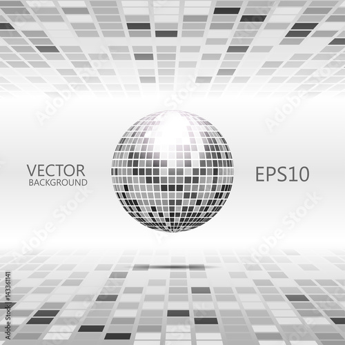 Perspective grayscale background with sphere