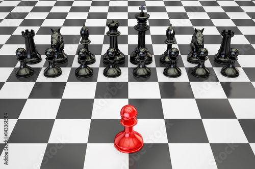 Chess, confrontation and opposition concept. 3D rendering