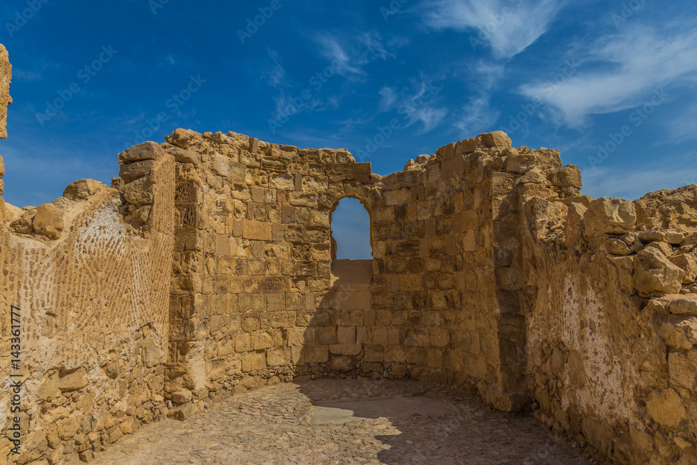 The ruins of the ancient Masada fortress in the Judaean Desert, Israel