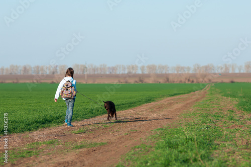 the girl running with the dog © Руслан Сушко