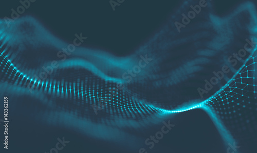 Abstract Blue Geometrical Background . Connection structure. Science background. Futuristic Technology HUD Element . Сonnecting dots and lines . Big data visualization and Business . © RDVector