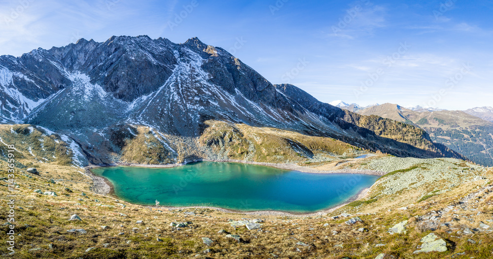 Alpine mountain landscape with mountain lake in the alps