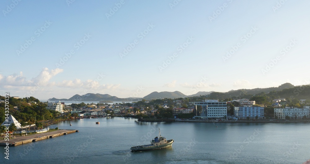 Castries, St. Lucia waterfront  Coastal view of Castries, Sta. Lucia, West Indies