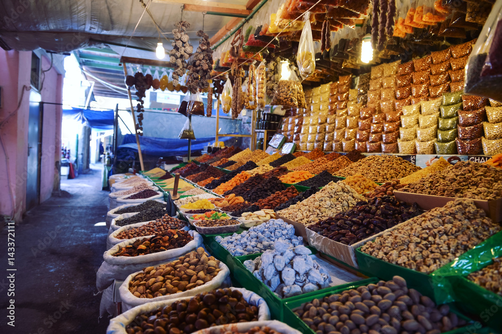 Dried fruits in the local market in Baku