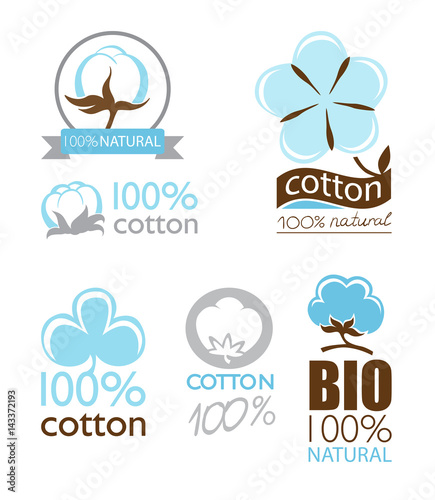 Vector cotton icons set collection logo