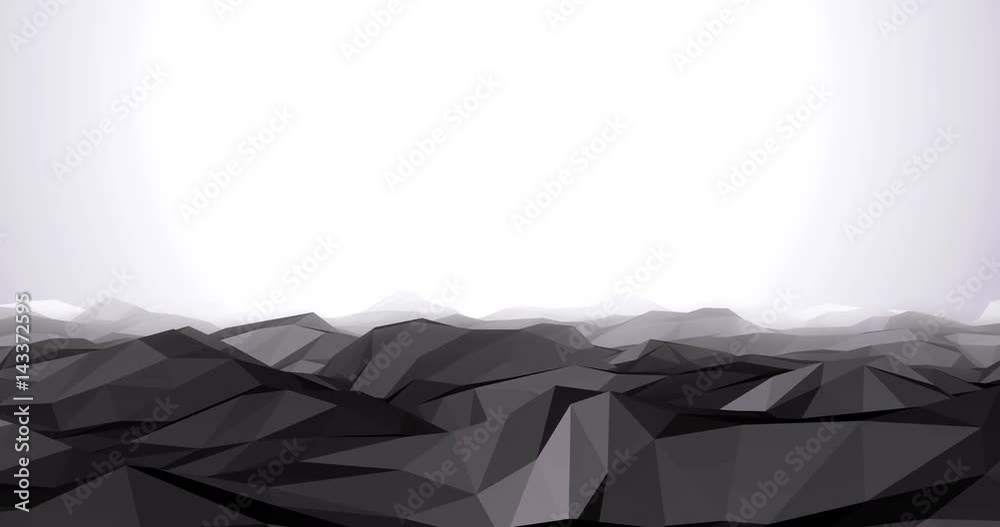 Low Poly Mountain Landscape Zoom In Animated 4k Rendered Intro Video in Grey
