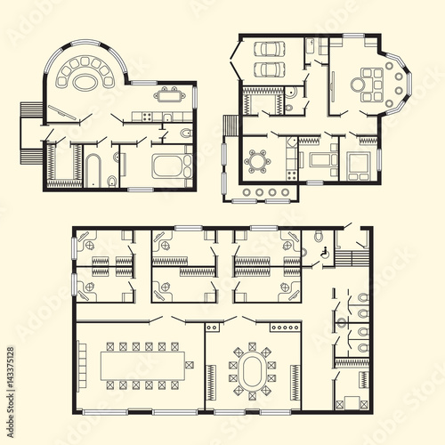 Modern office architectural plan interior furniture and construction design drawing project