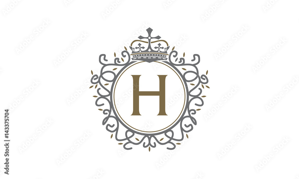 Crown Leaf Logo Initial H